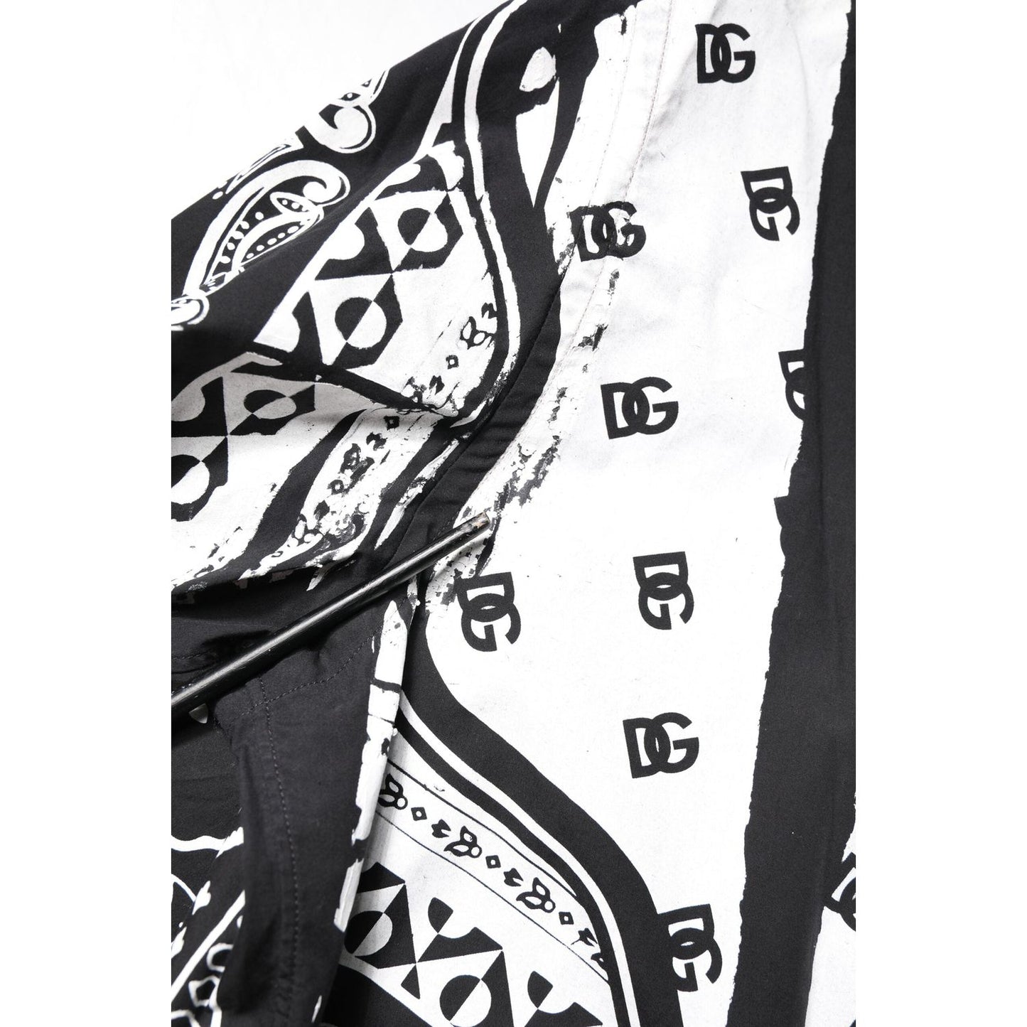 Dolce & Gabbana Black White Bandana MARTINI Men Dress Shirt TSH87761-43