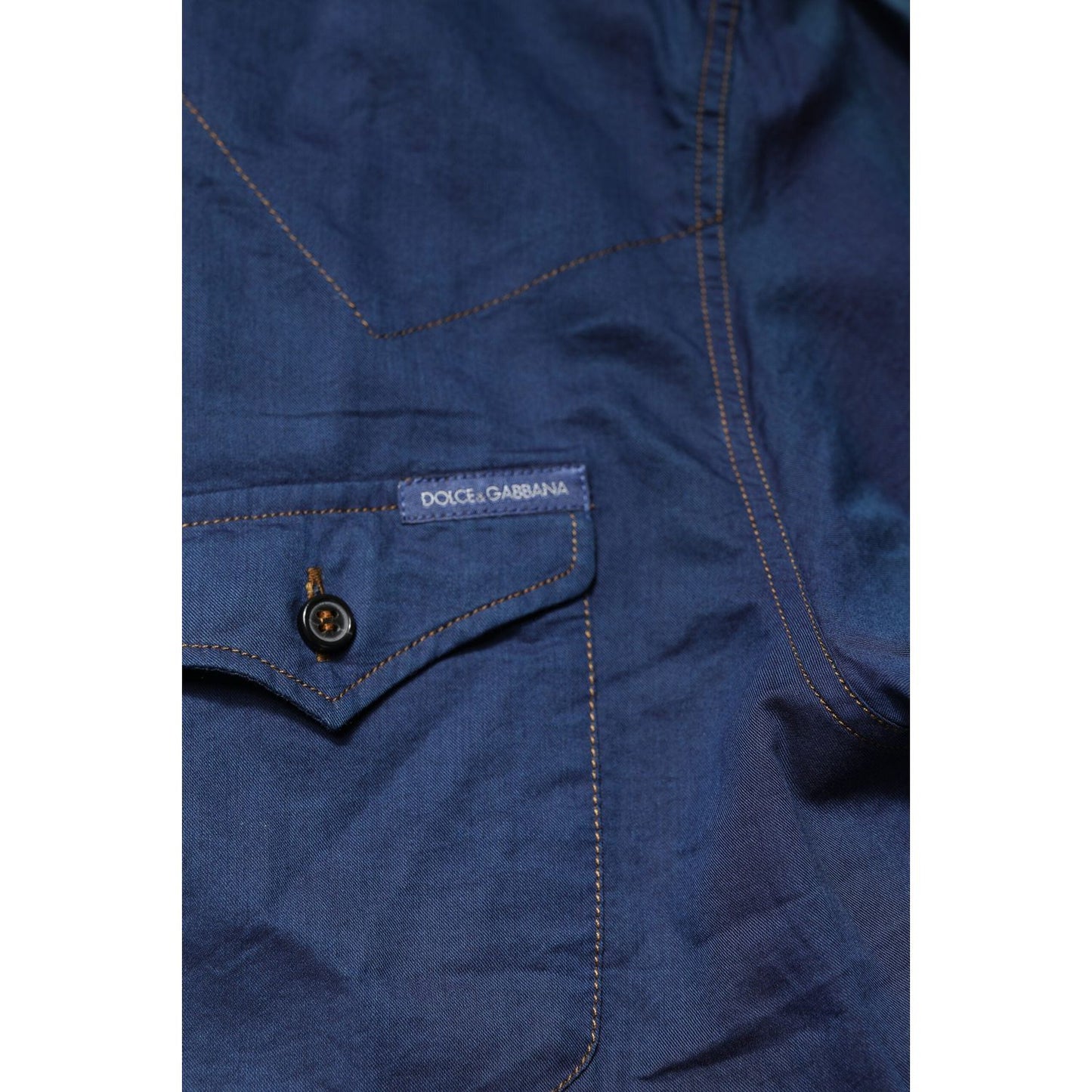 Dolce & Gabbana Blue Cotton GOLD Long Sleeves Casual Shirt TSH87804-39