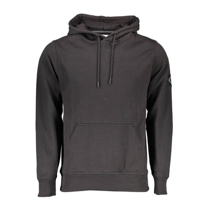 Calvin Klein Black Cotton Men Sweater with Central Pocket and Hood