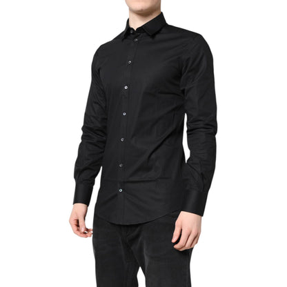 Dolce & Gabbana Black GOLD Cotton Long Sleeves Dress Shirt