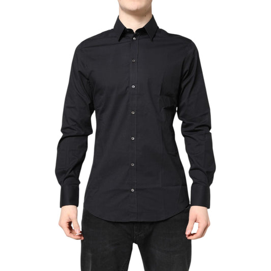 Dolce & Gabbana Black GOLD Cotton Long Sleeves Dress Shirt TSH87819-37