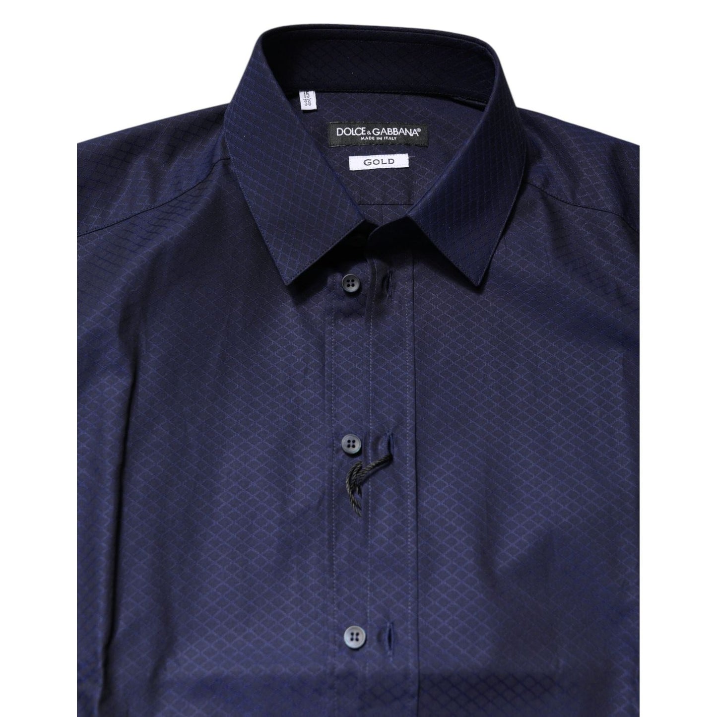 Dolce & Gabbana Blue GOLD Cotton Long Sleeves Men Dress Shirt TSH87821-38