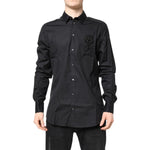Dolce & Gabbana Black Floral Gold Cotton Dress Formal Shirt TSH87825-43