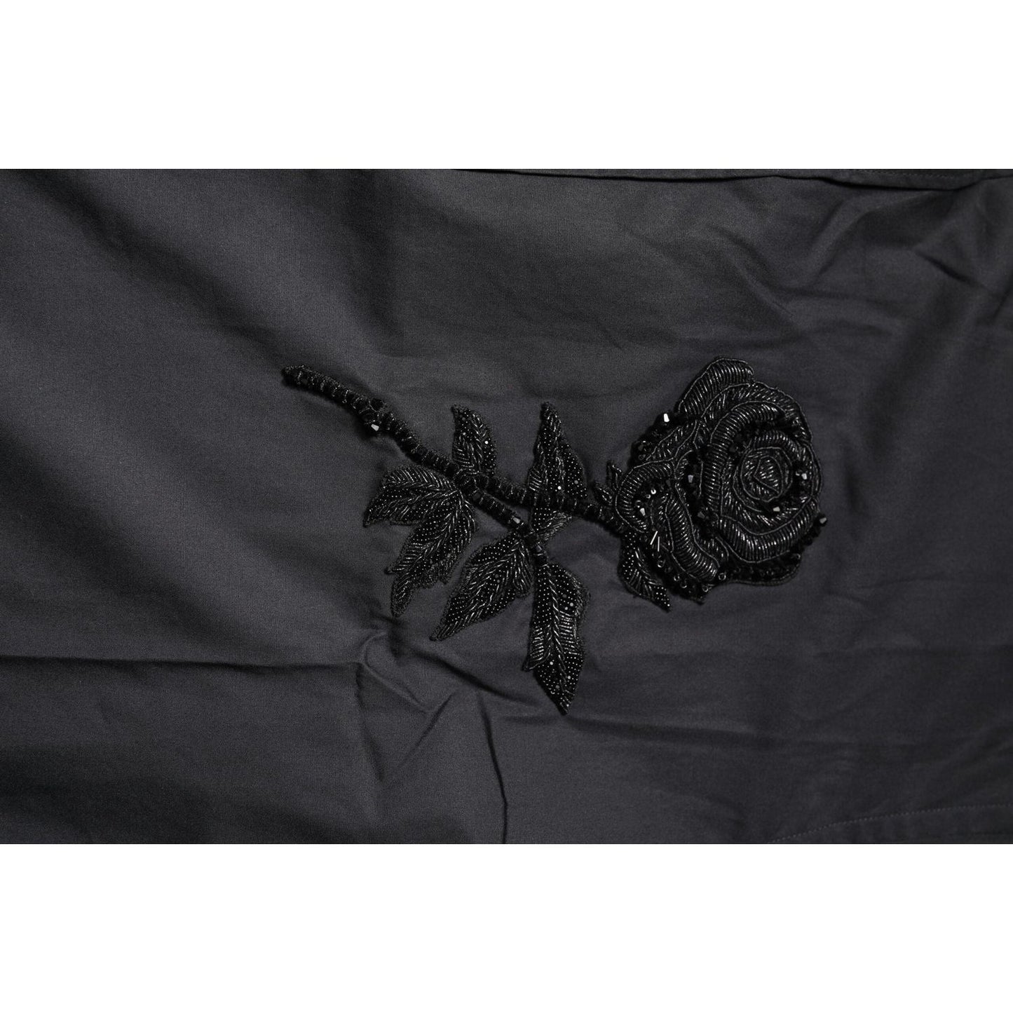 Dolce & Gabbana Black Floral Gold Cotton Dress Formal Shirt TSH87825-43