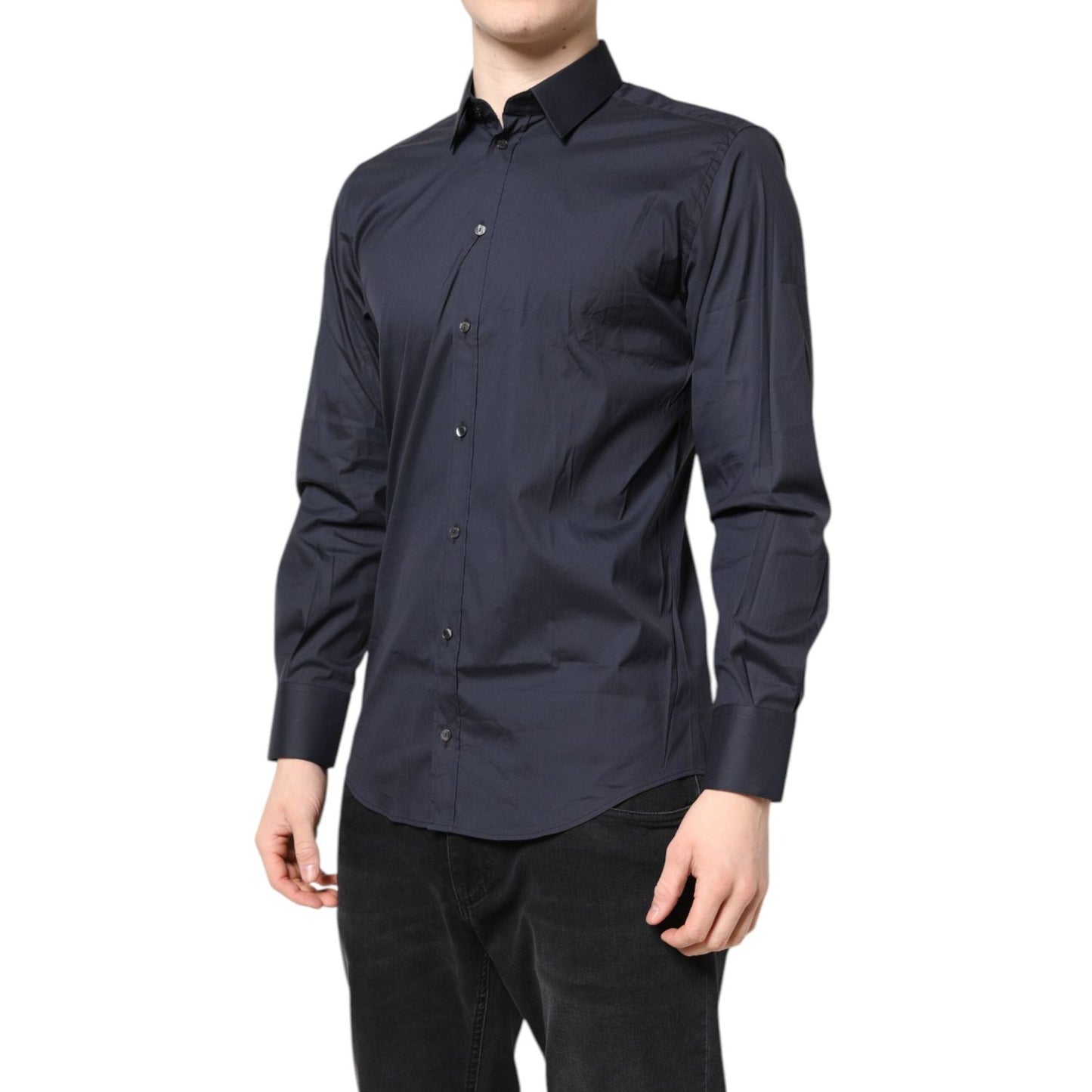 Dolce & Gabbana Dark Blue MARTINI Cotton Dress Formal Shirt TSH87830-39