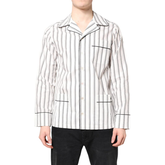 Dolce & Gabbana White Stripes Lounge Pajama Sleepwear Shirt TSH87841-39