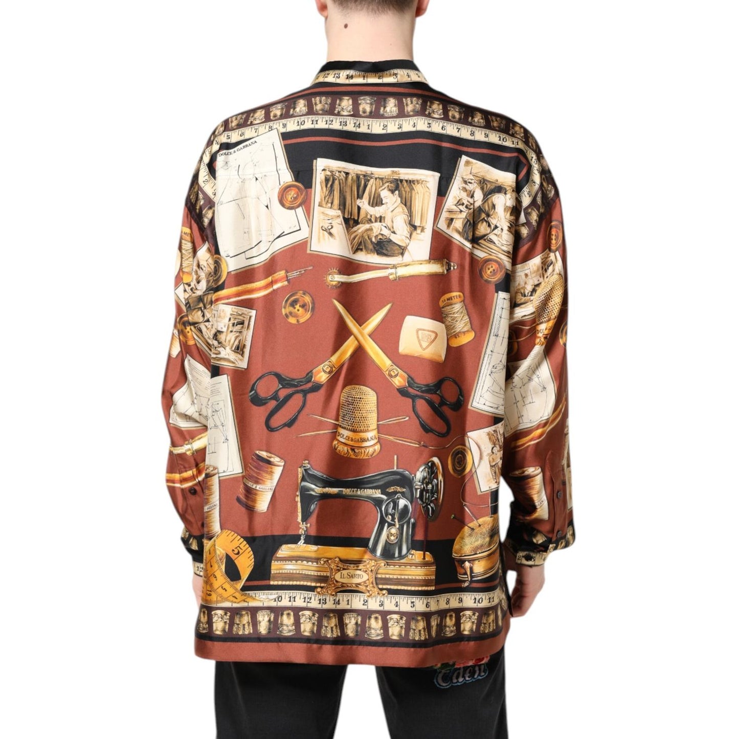 Dolce & Gabbana Multicolor Tailor Print Silk Casual Shirt TSH87844-37