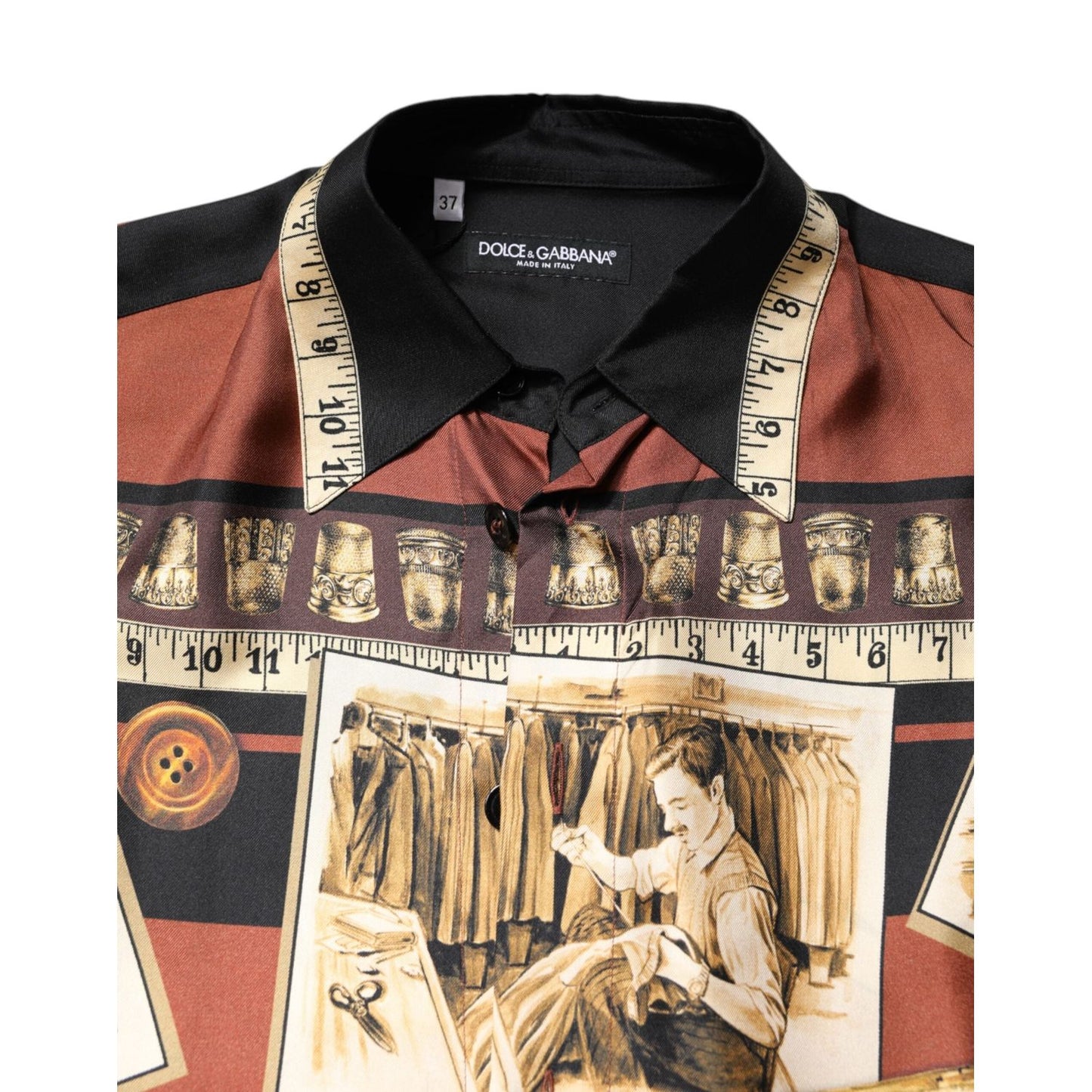 Dolce & Gabbana Multicolor Tailor Print Silk Casual Shirt TSH87844-37