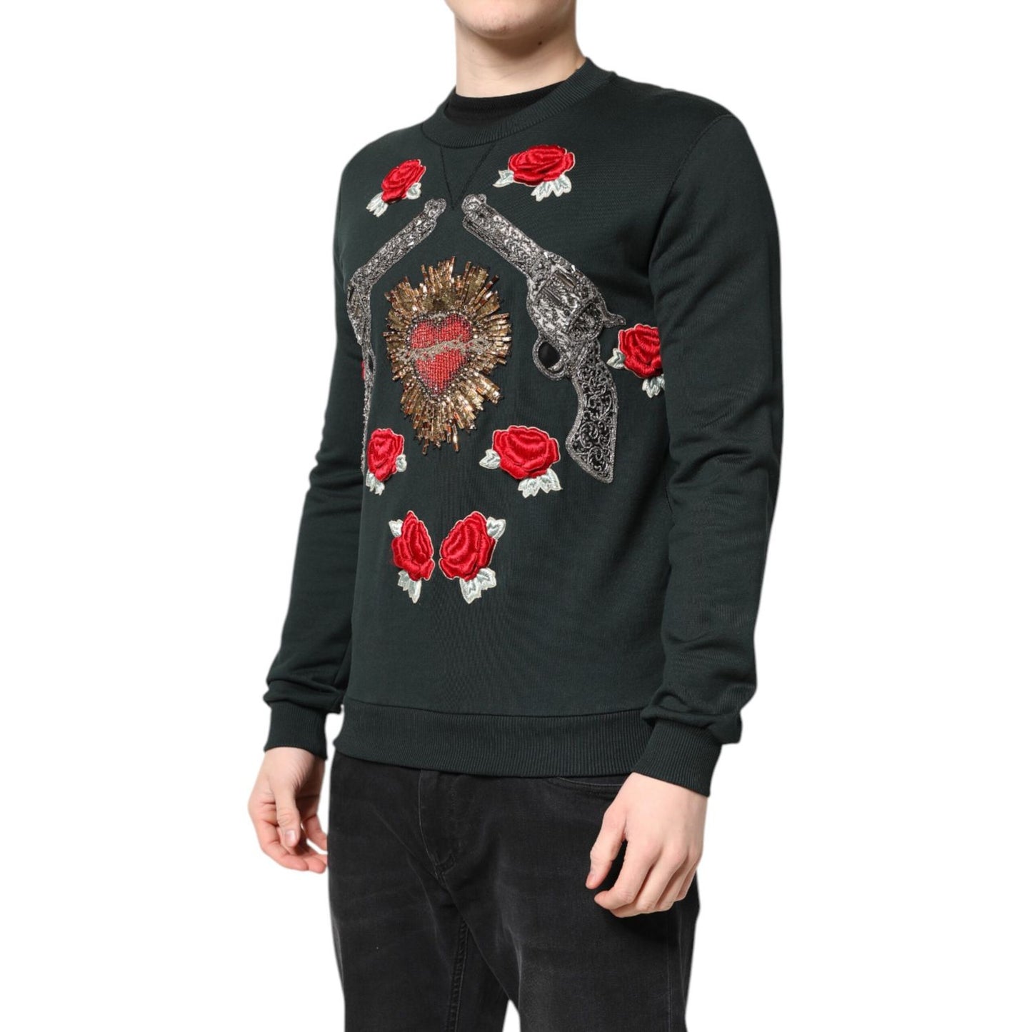 Dolce & Gabbana Black Sequined Embellished Pullover Sweater