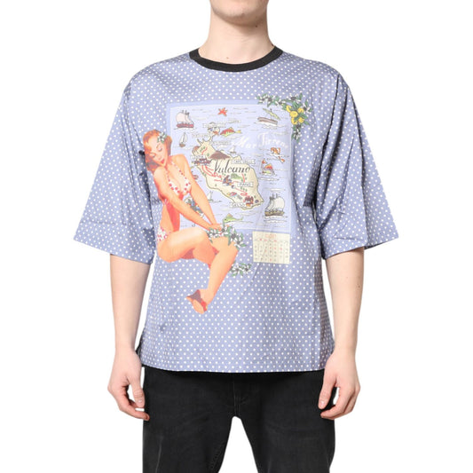 Dolce & Gabbana Light Blue Graphic Print Short Sleeve T-shirt TSH87748-50