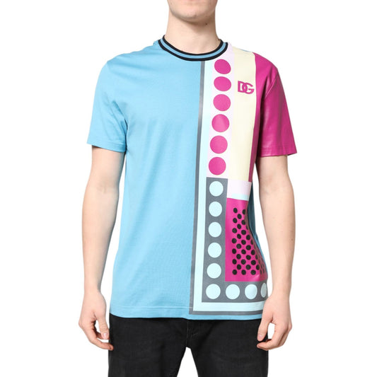 Dolce & Gabbana Multicolor Printed Logo Short Sleeve T-shirt TSH90312-50