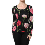 Dolce & Gabbana Black Floral Long Sleeve Women Blouse Top TSH90438-36
