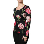 Dolce & Gabbana Black Floral Long Sleeve Women Blouse Top TSH90438-36