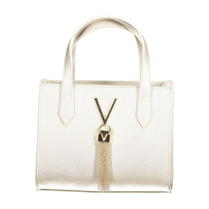 Elegant Mario Valentino Brown Polyethylene Women Handbag with gold V emblem and tassel detail.