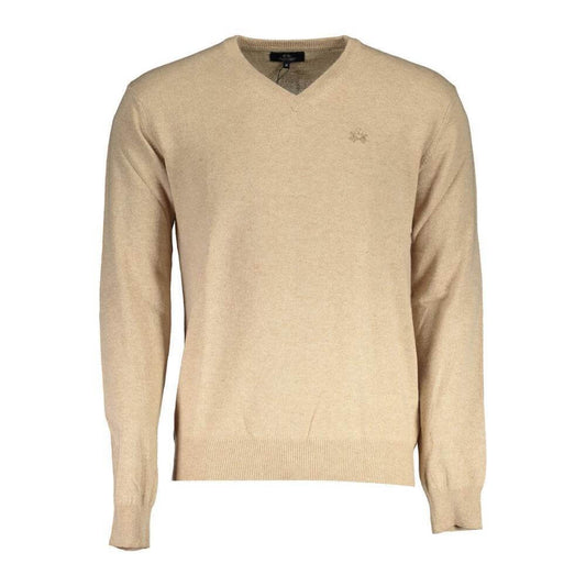 La Martina Beige Wool Men Sweater LA-37275-M