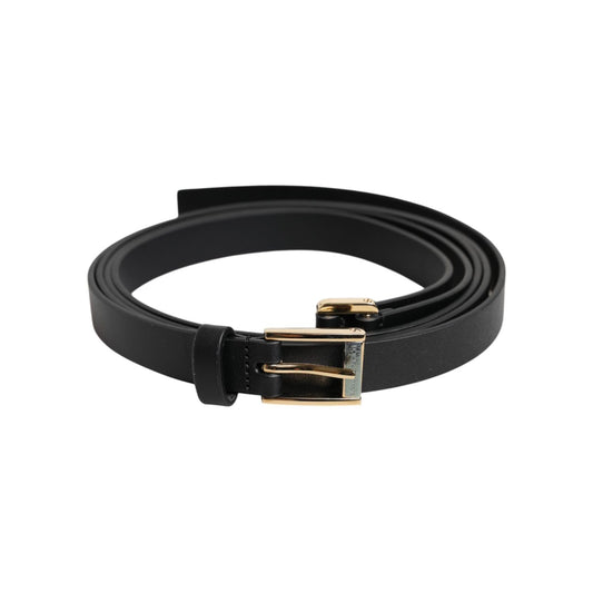 Dolce & Gabbana Black Classic Gold Metal Logo Buckle Belt BEL9415-100