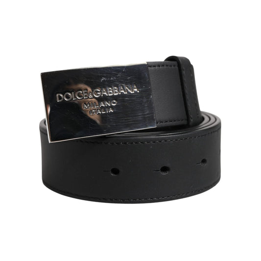 Dolce & Gabbana Black Classic Silver Metal Logo Buckle Belt BEL9416-95