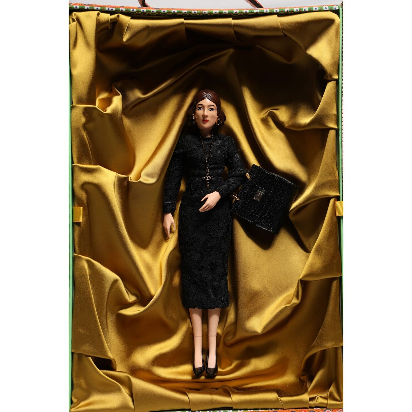 Dolce & Gabbana Black Dress Ceramic Porcelain Fashion Leather Sicily Dolls SMY11085