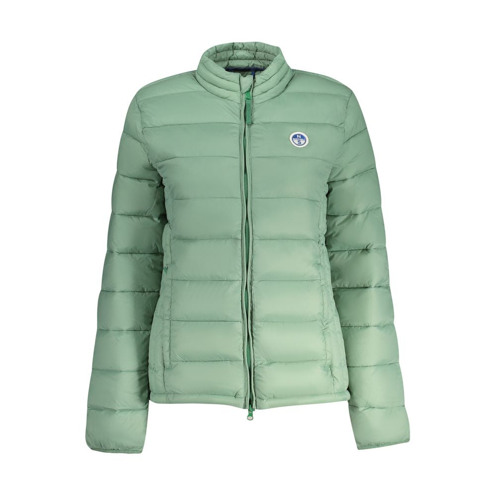 North Sails Green Polyamide Jackets & Coat, long sleeve with logo and zip, featuring two external pockets.