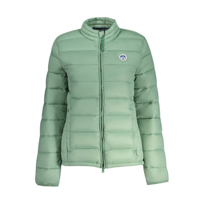 North Sails Green Polyamide Jackets & Coat, long sleeve with logo and zip, featuring two external pockets.