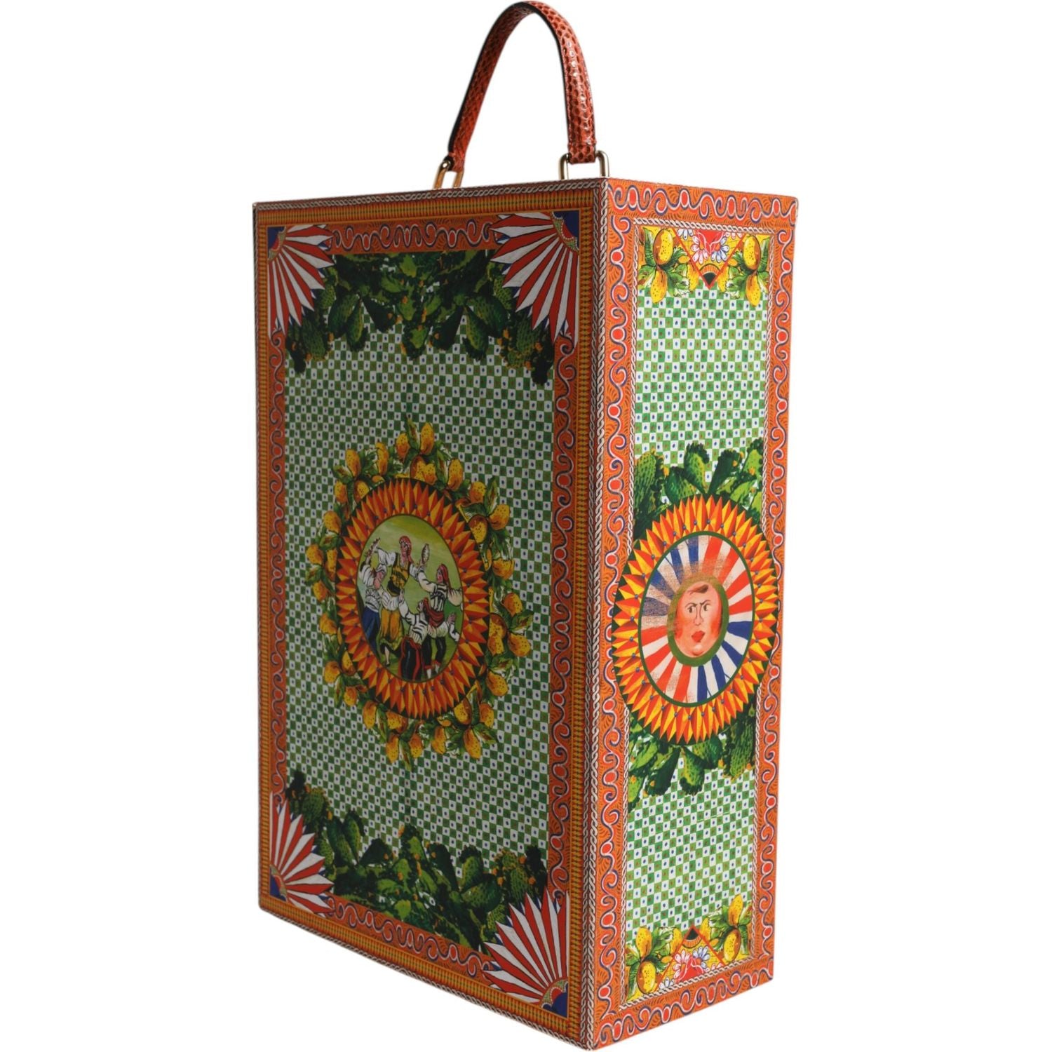 Front view with bag zipped and handles upright.
