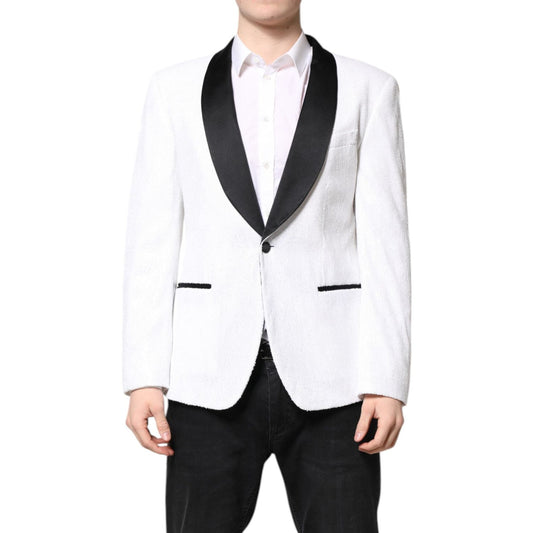 Dolce & Gabbana White Nylon Single Breasted Coat Blazer KOS2311-50