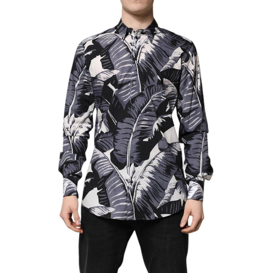 Dolce & Gabbana Multicolor GOLD Cotton Banana Leaf Print Shirt TSH90444-41