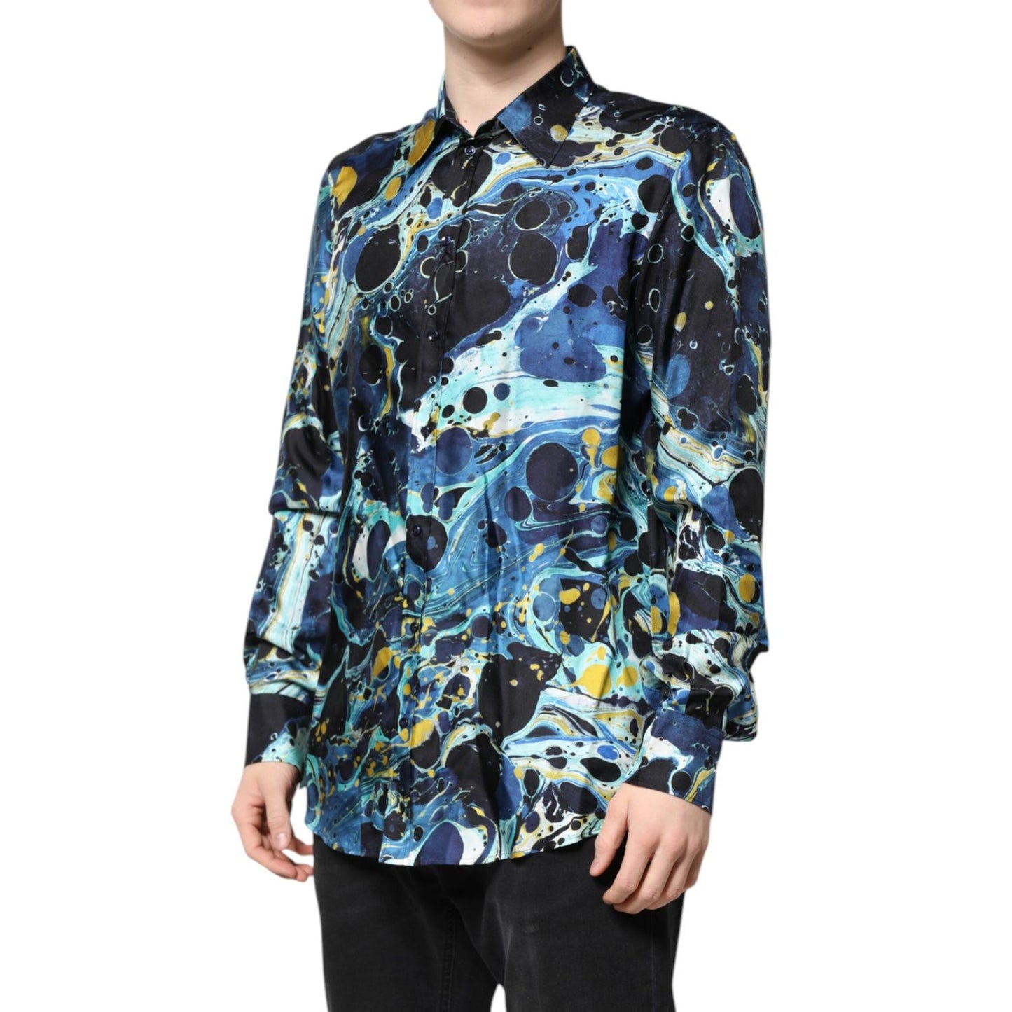 Dolce & Gabbana Multicolor Marble Print MARTINI Dress Shirt TSH90446-42