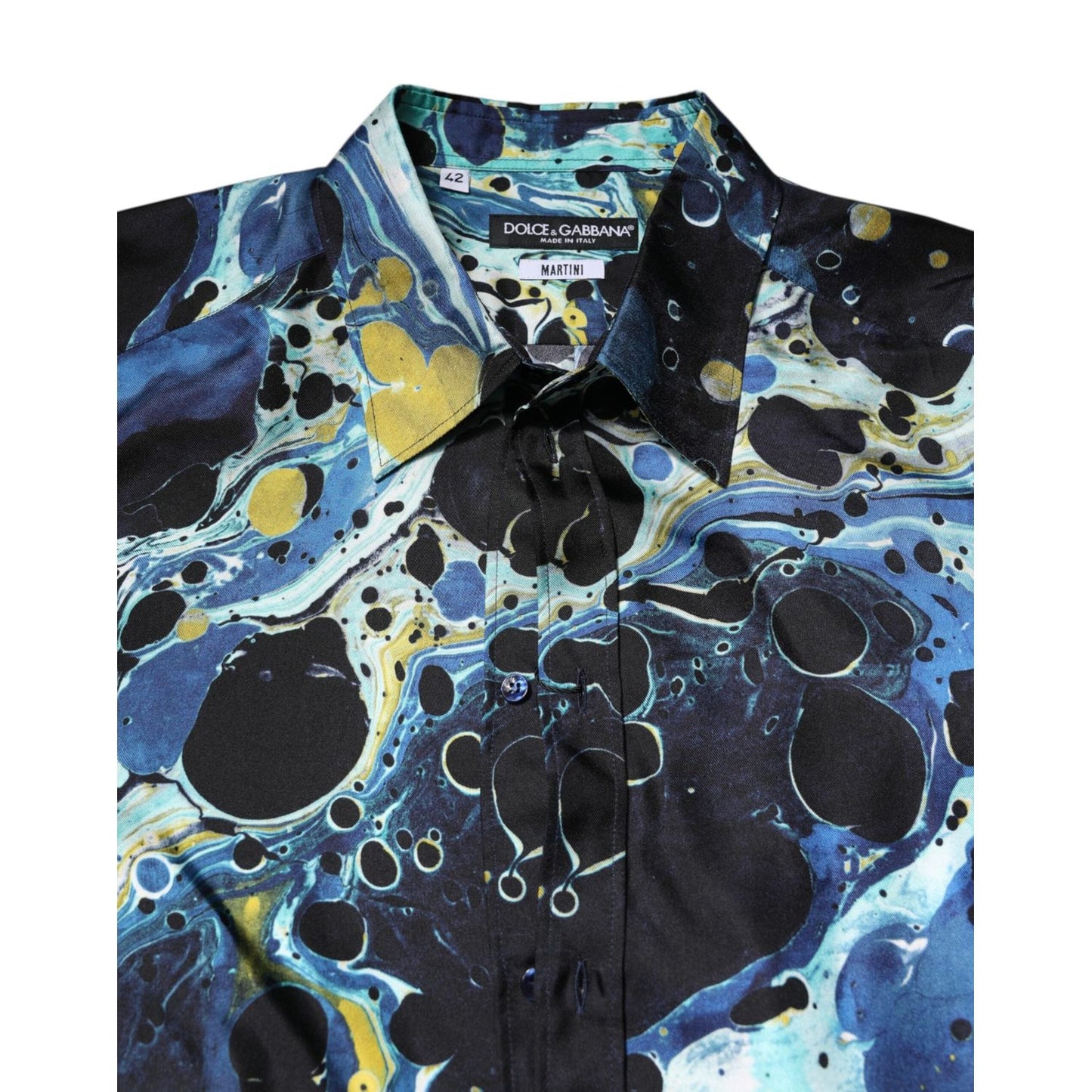 Dolce & Gabbana Multicolor Marble Print MARTINI Dress Shirt TSH90446-42