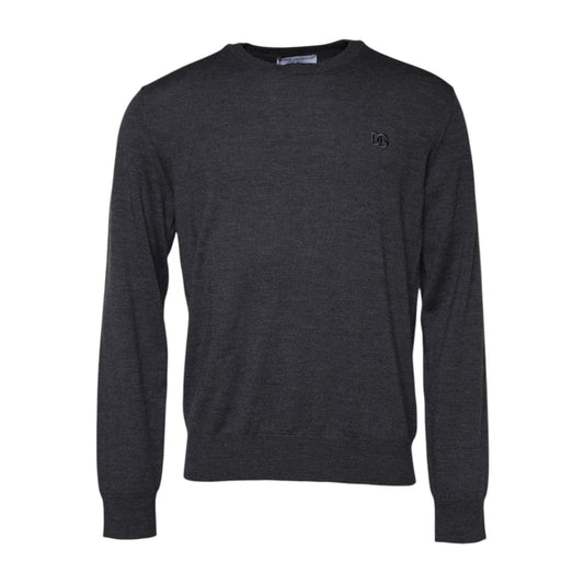 Dolce & Gabbana Gray Wool Logo Knitted Men Pullover Sweater