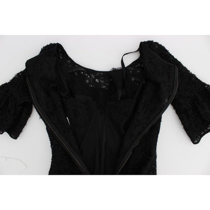 Dolce & Gabbana Black Floral Lace Long Bodycon Maxi Dress