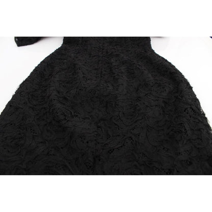 Dolce & Gabbana Black Floral Lace Long Bodycon Maxi Dress