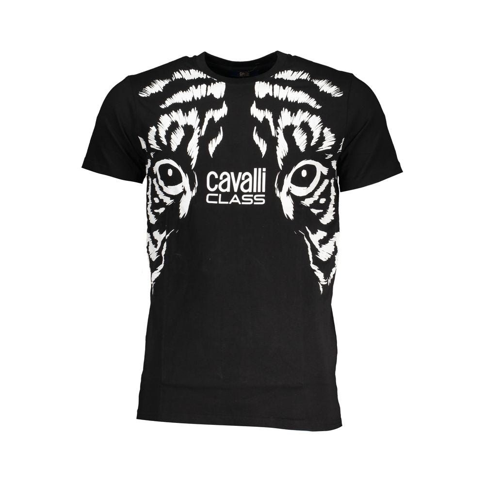 Cavalli Class Black Cotton T-Shirt CA-28628-L