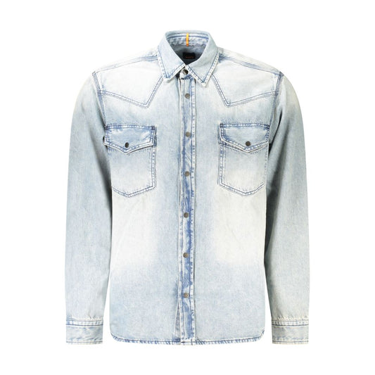 Hugo Boss Light Blue Cotton Men Shirt BO-33095-S