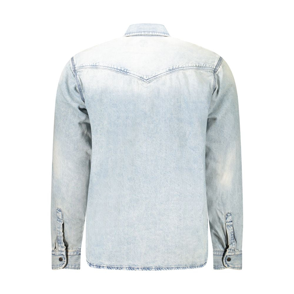 Hugo Boss Light Blue Cotton Men Shirt BO-33095-S