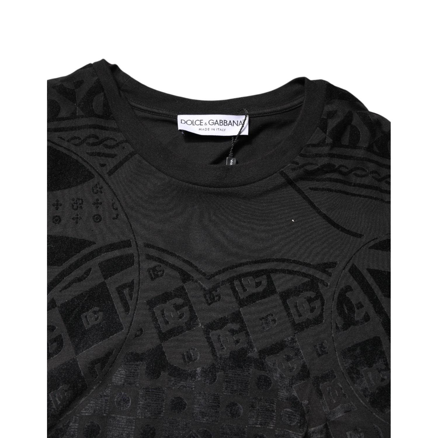 Dolce & Gabbana Black Cotton Bandana Logo Crew Neck T-shirt