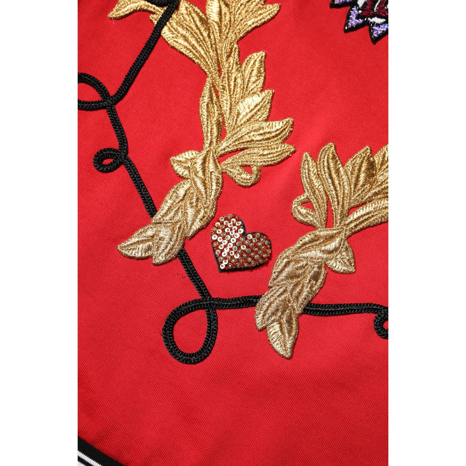 Dolce & Gabbana Red Cotton Queen Sequined Pullover Sweater