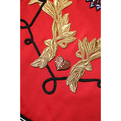 Dolce & Gabbana Red Cotton Queen Sequined Pullover Sweater