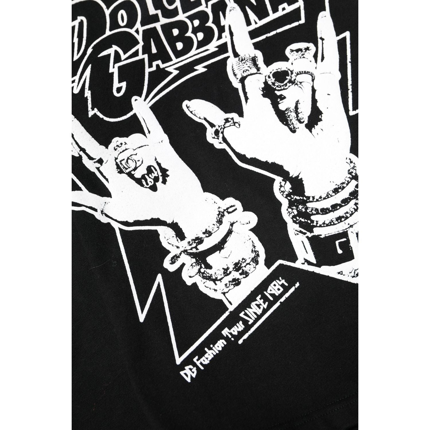 Dolce & Gabbana Black Cotton Printed Short Sleeves T-shirt