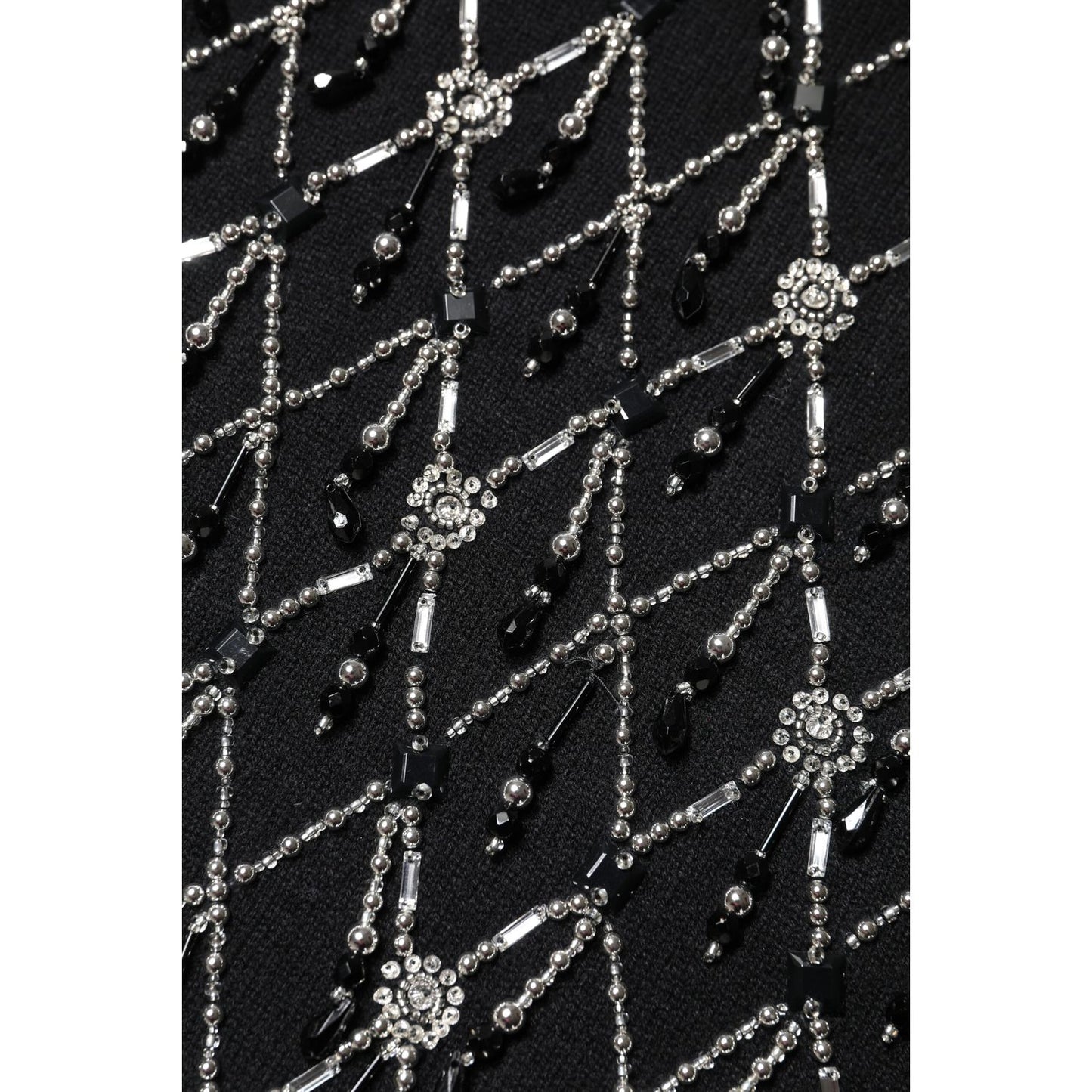 Dolce & Gabbana Black Cashmere Embellished Long Sleeves Top