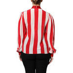 Dolce & Gabbana Red White Stripes Ascot Collar Blouse Top