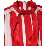 Dolce & Gabbana Red White Stripes Ascot Collar Blouse Top