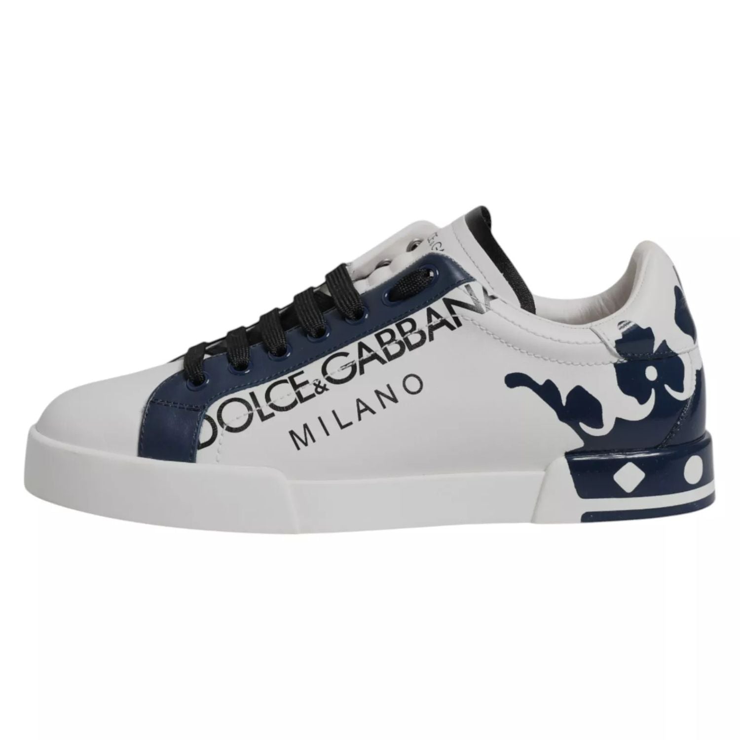 Dolce & Gabbana White Blue Crown Low Top Men Sneakers Shoes