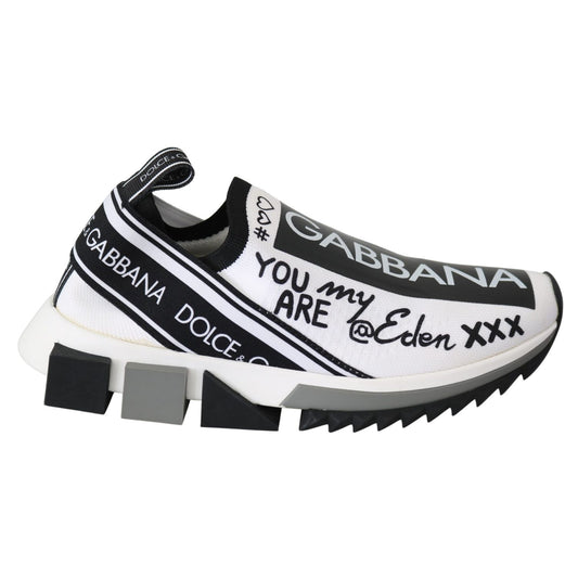 Dolce & Gabbana White Black Slip On Sorrento Sneakers