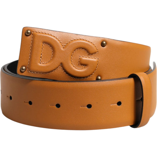 Dolce & Gabbana Brown Leather Buckle DG Logo Embossed Belt 1728,67345645728,90 cm / 36 Inches,Accessories,Belts - Men - Accessories,Brown,Dolce & Gabbana,Material: Leather,Men,Men - Accessories,New with tags BEL9398-90