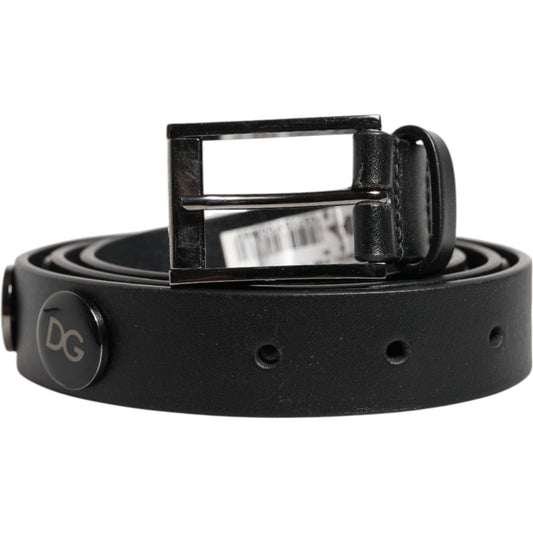 Dolce & Gabbana Black Luxury Leather DG Studs Buckle Belt 1728,67345645728,90 cm / 36 Inches,Accessories,Belts - Men - Accessories,Black,Dolce & Gabbana,Material: Leather,Men,Men - Accessories,New with tags BEL9399-90