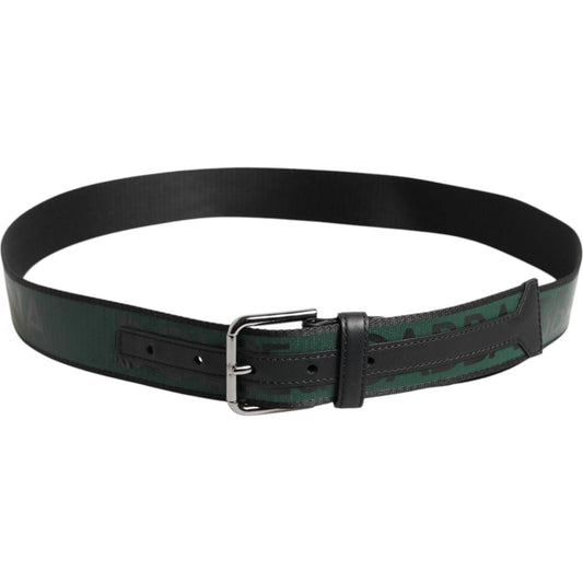 Dolce & Gabbana Green Black Polyester DG Logo Buckle Belt 1728,67345645728,95 cm / 38 Inches,Accessories,Belts - Men - Accessories,Black and Green,Dolce & Gabbana,Leather,Material: Polyester,Men,Men - Accessories,Preowned / Defect BEL9425-95