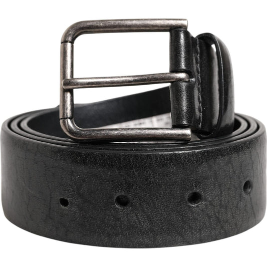 Dolce & Gabbana Black Classic Leather Metal Buckle Belt 1728,67345645728,90 cm / 36 Inches,Accessories,Belts - Men - Accessories,Black,Dolce & Gabbana,Material: Leather,Men,Men - Accessories,Preowned / Defect BEL9430-90