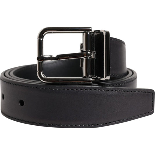 Dolce & Gabbana Black Classic Calf Leather Silver Buckle Belt 1728,67345645728,85 cm / 34 Inches,Accessories,Belts - Men - Accessories,Black,Dolce & Gabbana,Material: 100% Calf leather,Men,Men - Accessories,New with tags BEL9435-85