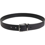 Dolce & Gabbana Black Classic Calf Leather Silver Buckle Belt BEL9435-85